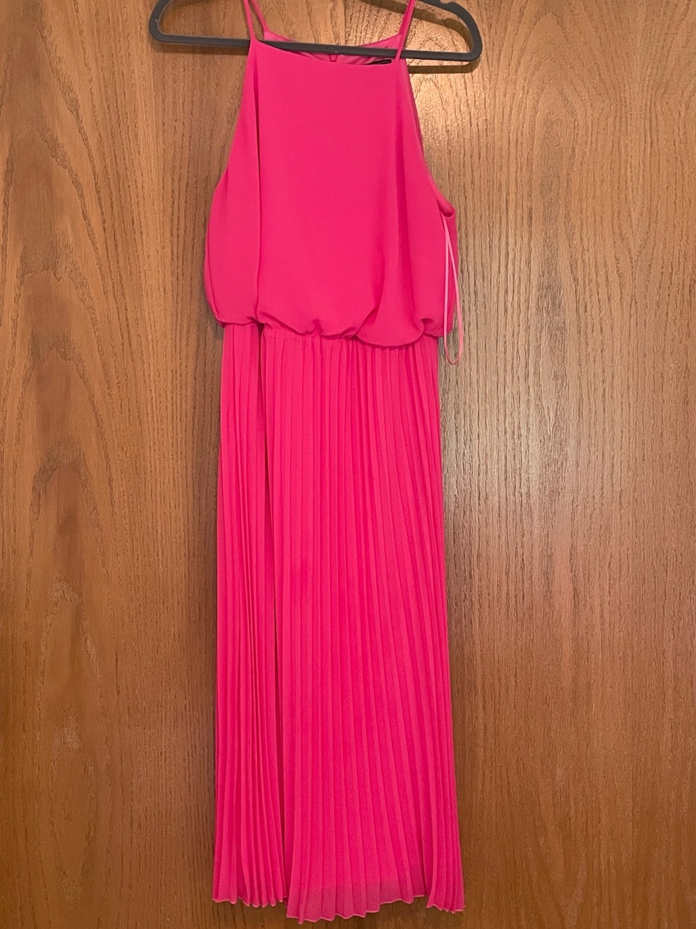Pink Pleated Midi Dress